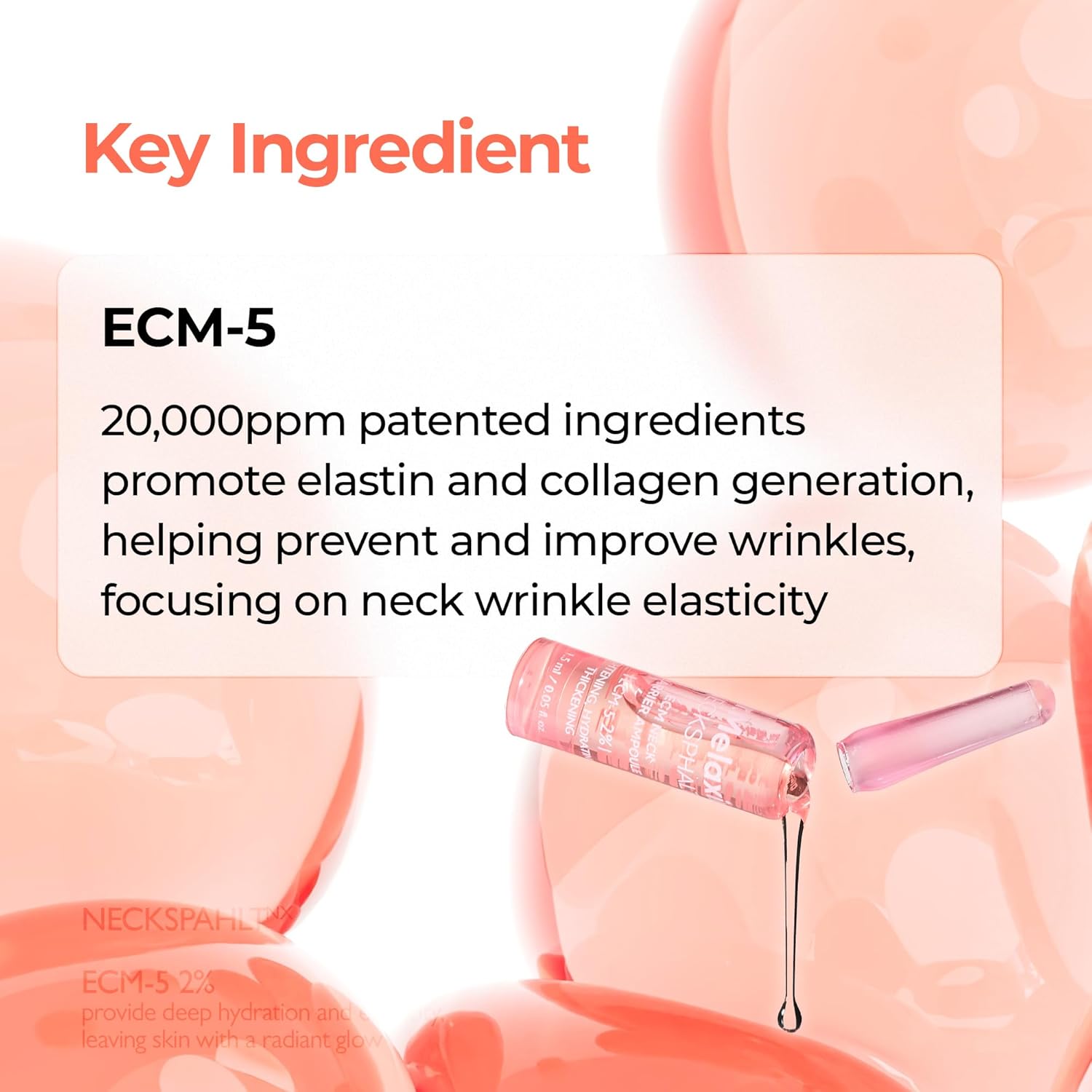 Necksphalt ECM Barrier Ampoule for Anti-Aging Neck Skin, Tightening and Wrinkles for an Even Skin Tone and Neck Lift, 1.5ml*10ea