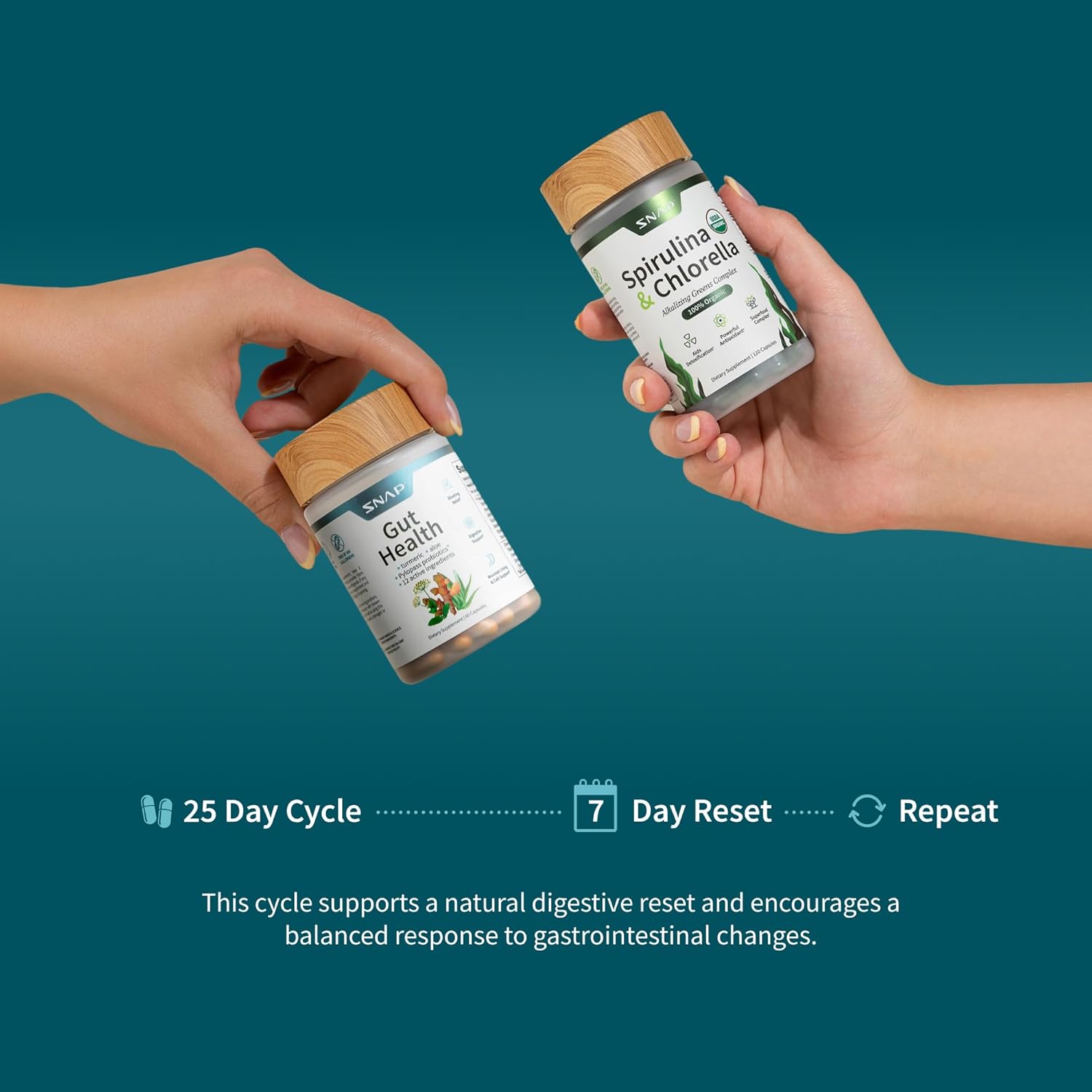 Gut Health Bundle - Snap Supplements - Gut Health + Spirulina & Chlorella - Natural Supplement Bundle Prebiotics Probiotics Dietary
