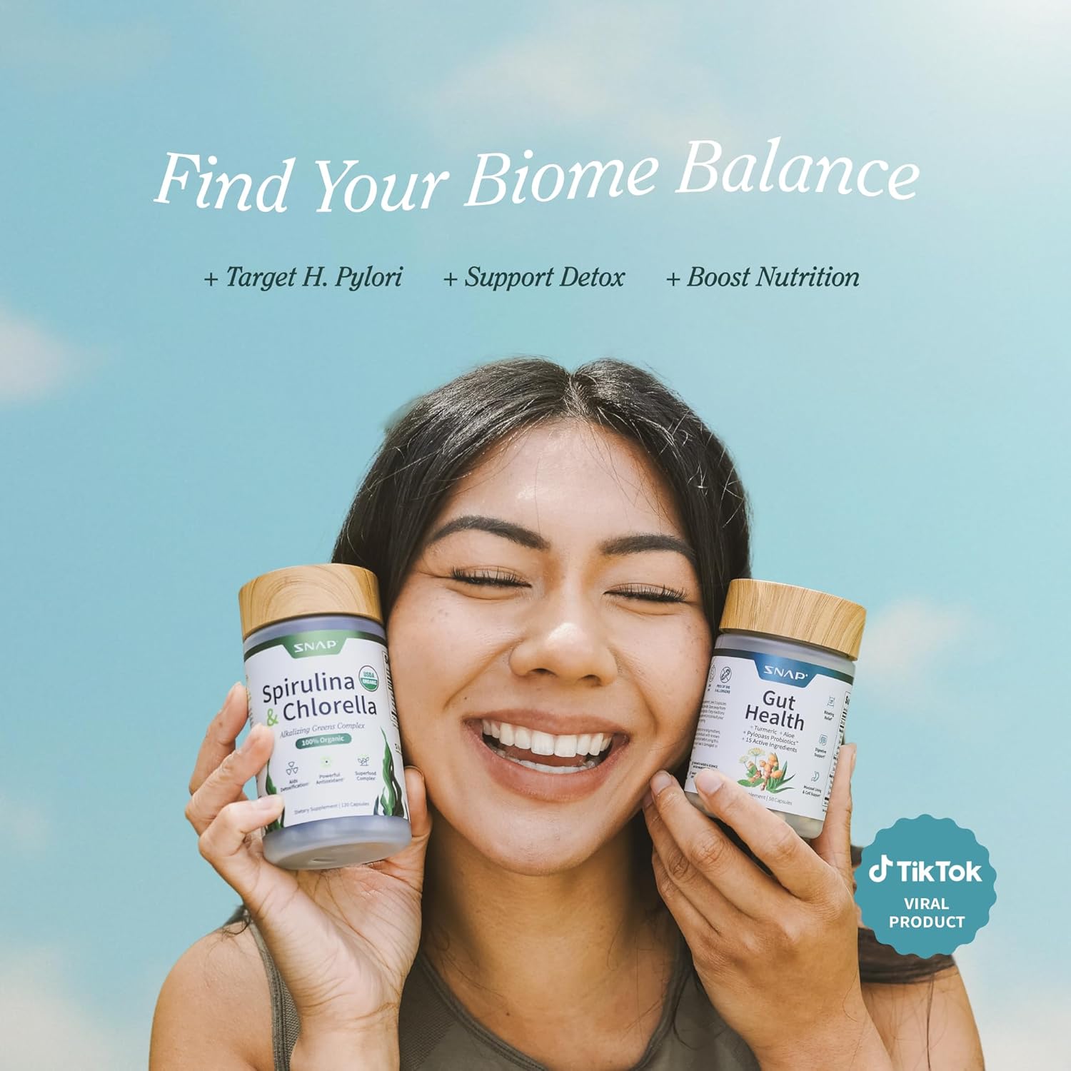 Gut Health Bundle - Snap Supplements - Gut Health + Spirulina & Chlorella - Natural Supplement Bundle Prebiotics Probiotics Dietary