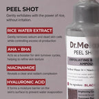 Peel Shot Glow Black Rice Peeling Ampoule, Soft Exfoliating Face and Body Scrub Dead Skin Cells, Blackheads Remover for All Skin Types korean skin care 80ml