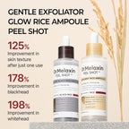 Peel Shot Glow White and Black Rice Ampoule Duo, Soft Exfoliating Face and Body Scrub Dead Skin Cells, Blackheads Remover for All Skin Types