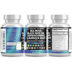 Clean Nutraceuticals Sea Moss Black Seed Oil Ashwagandha Turmeric Bladderwrack Burdock & Vitamin C Vitamin D3 with Elderberry Manuka Dandelion Yellow Dock Iodine Chlorophyll ACV