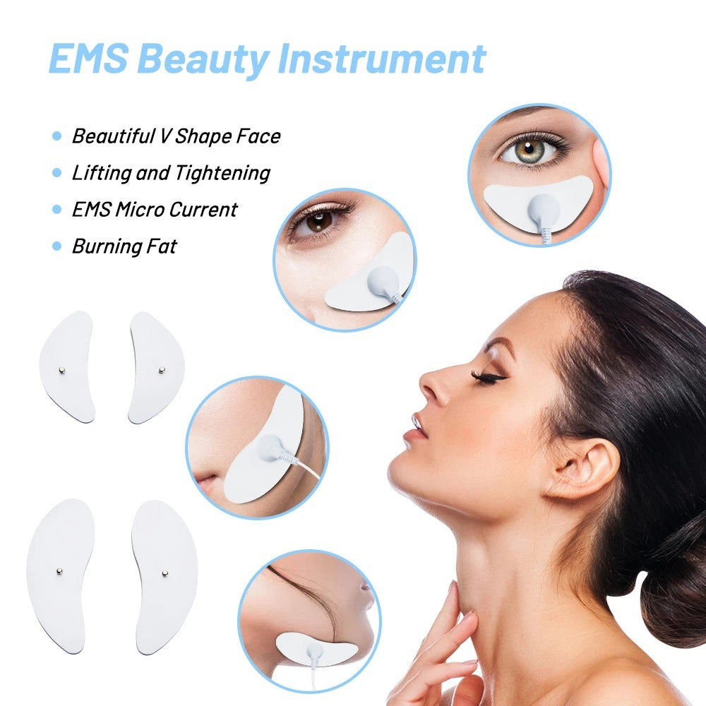 V-Shaped Face Wrinkle Removal Facial Massager Ems Facial Massager Low Frequency Pulse Crescent-Shaped Beauty Instrument Remote Control