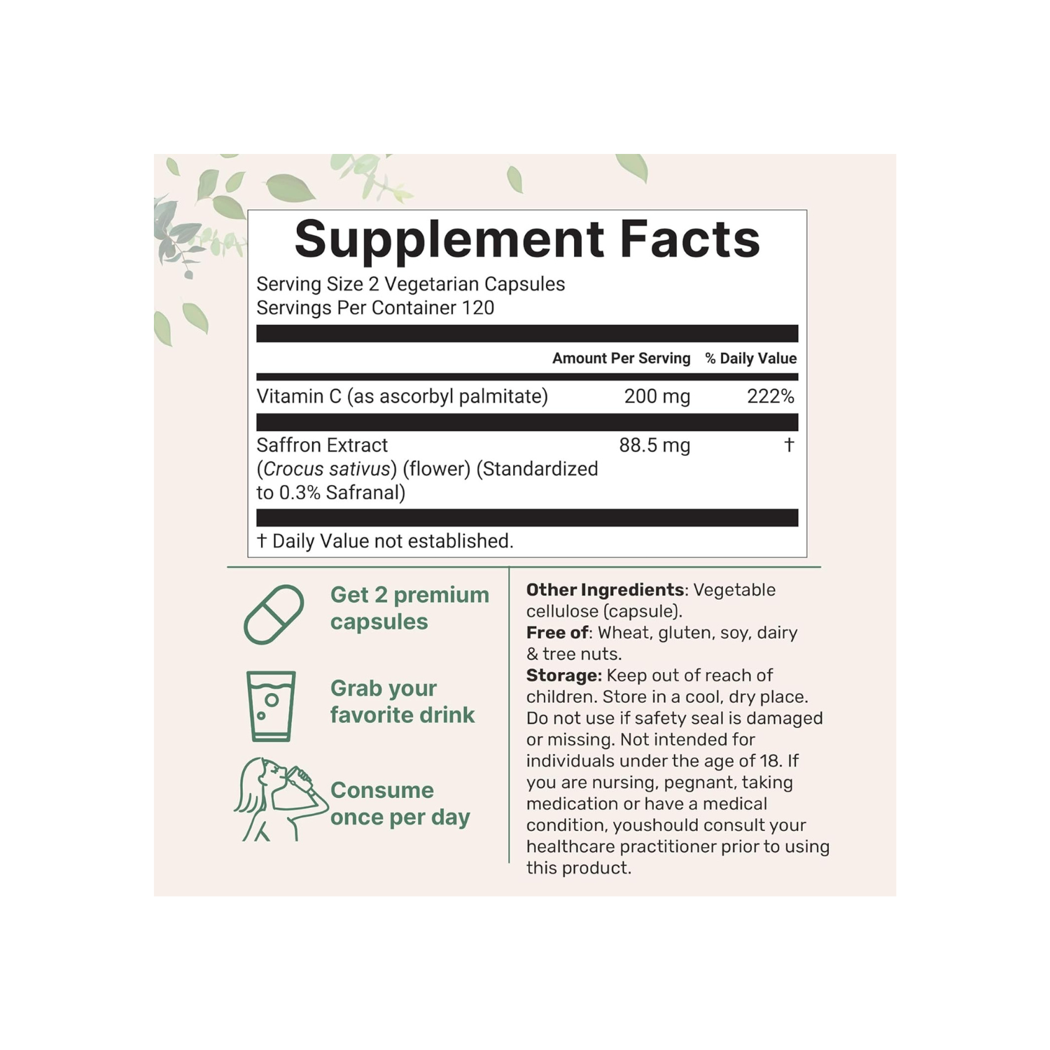 Micro Ingredients Saffron+ Advanced Supplements, 60 Veggie Capsules