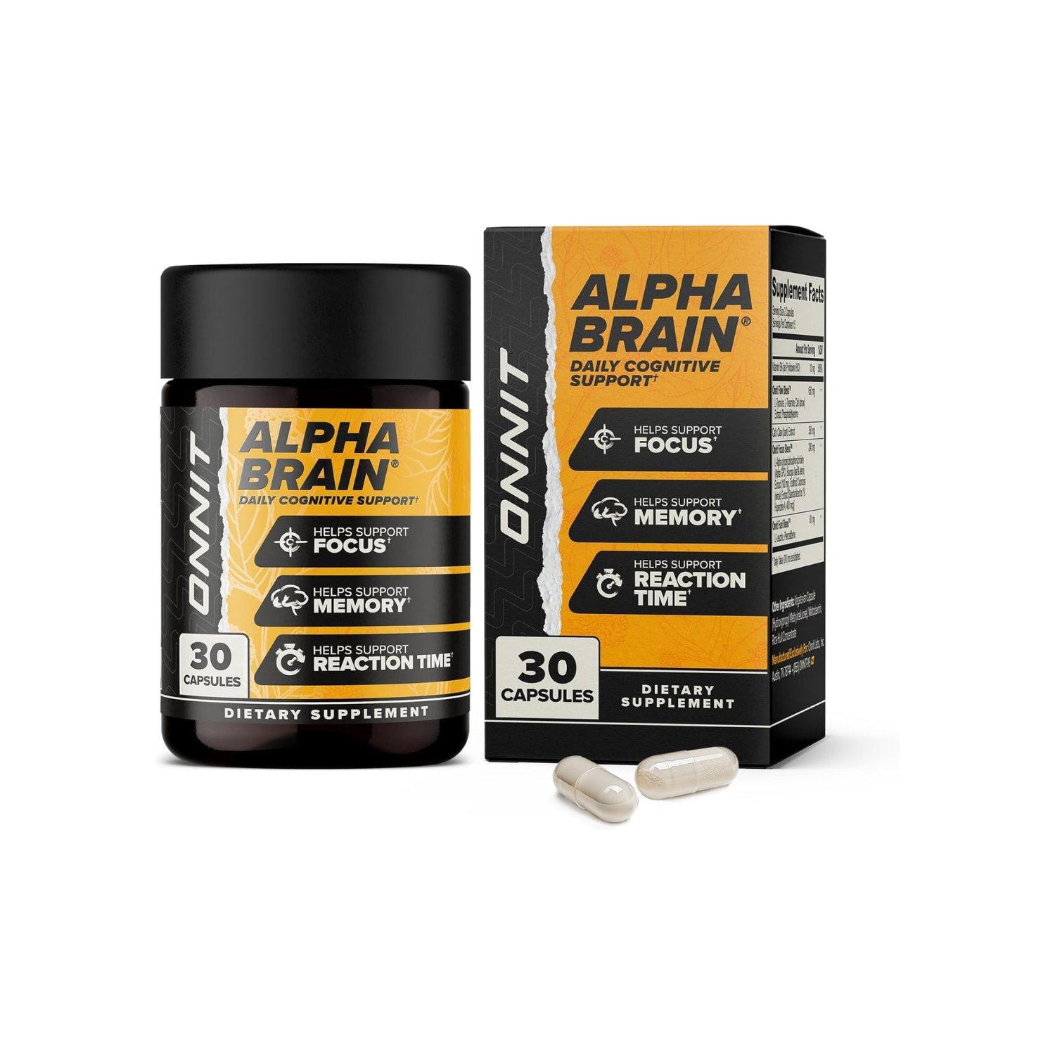 ONNIT Alpha Brain Nootropic Brain Supplement for Men & Women | Memory, Mental Clarity & Cognitive Improvement | Focus Capsules with L-Theanine, Vitamin B6 & Phosphatidylserine (30 Count)
